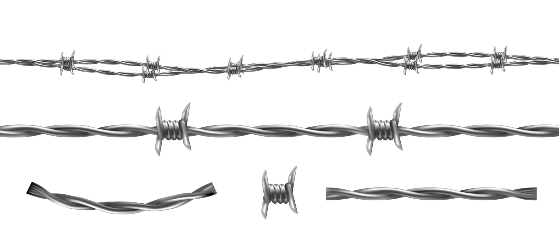 Barbed Wire Fence on White Background