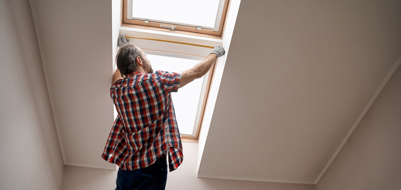 Man Repairing a Skylight