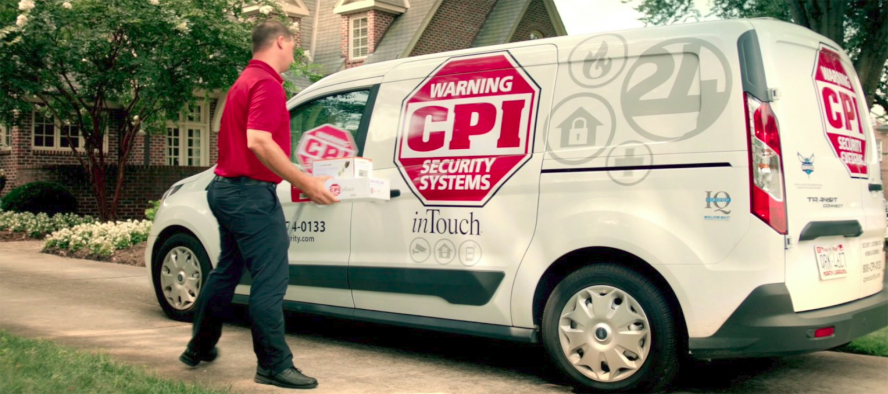 CPI Home Security Van and Employee