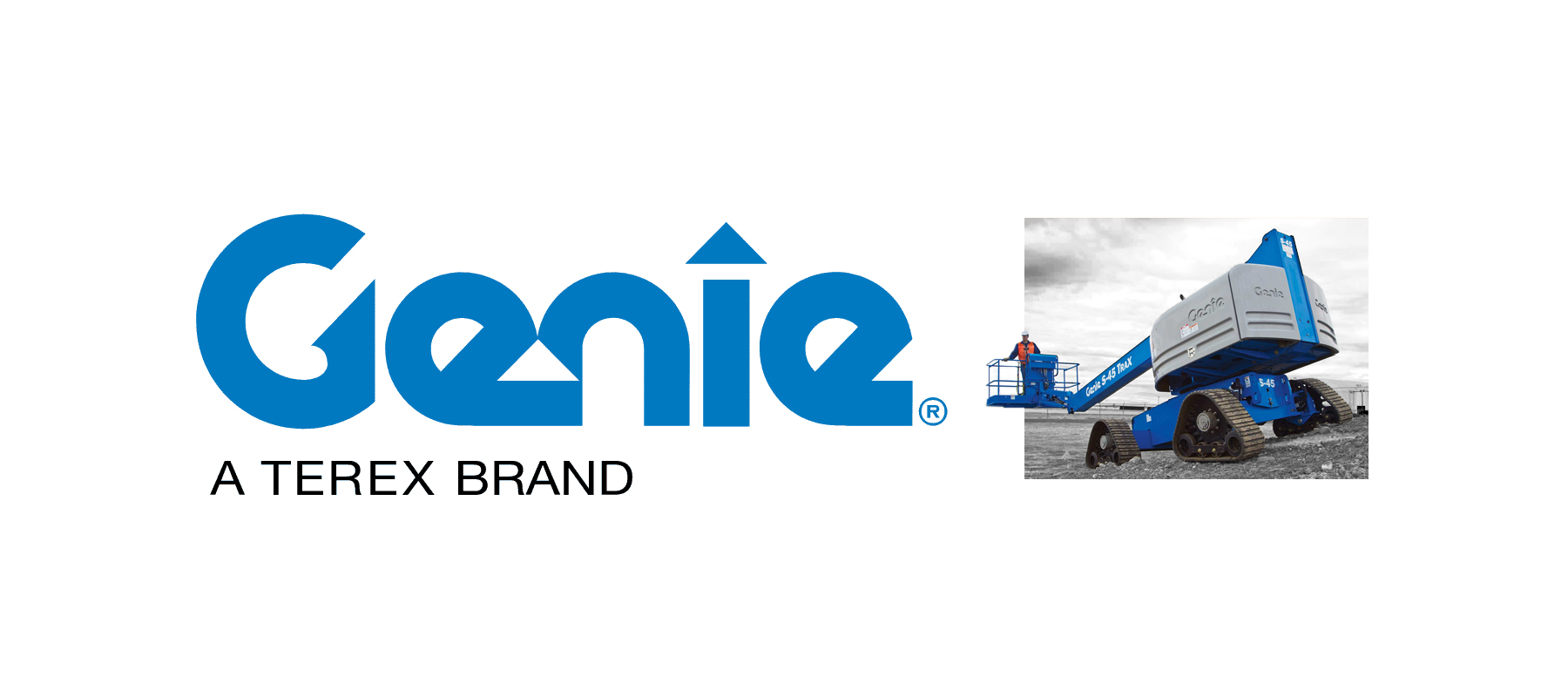 Genie Logo with Man on a Genie Aerial Lift