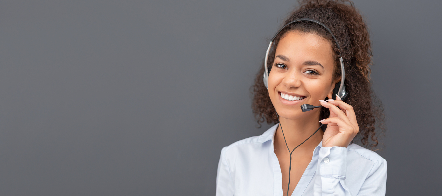 Woman Using Call Center Software