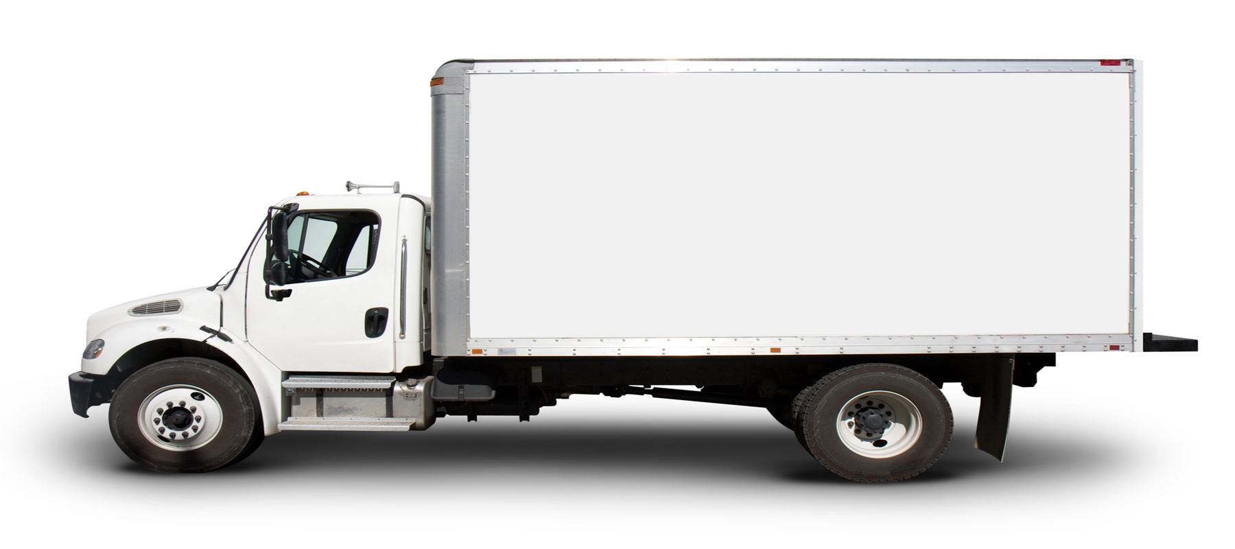 White Box Truck on White Background