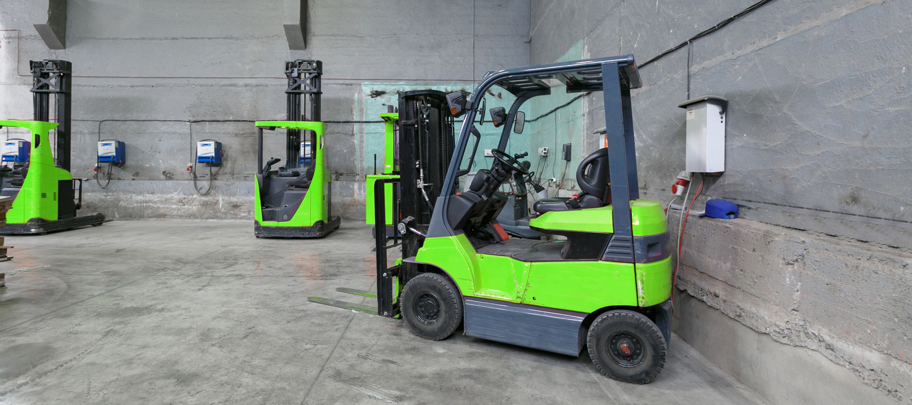 Multiple Electric Forklifts Charging