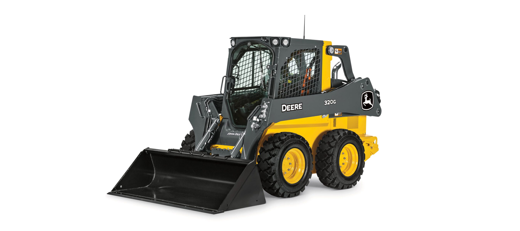 A John Deere skid steer loader