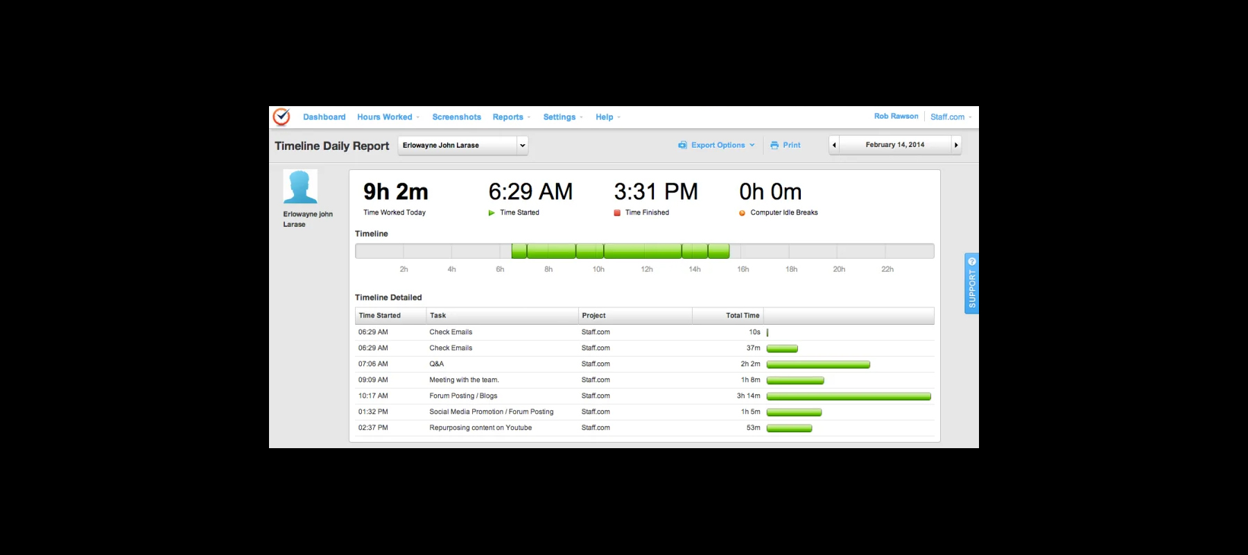 A Screenshot of Time Doctor Time Tracking Software